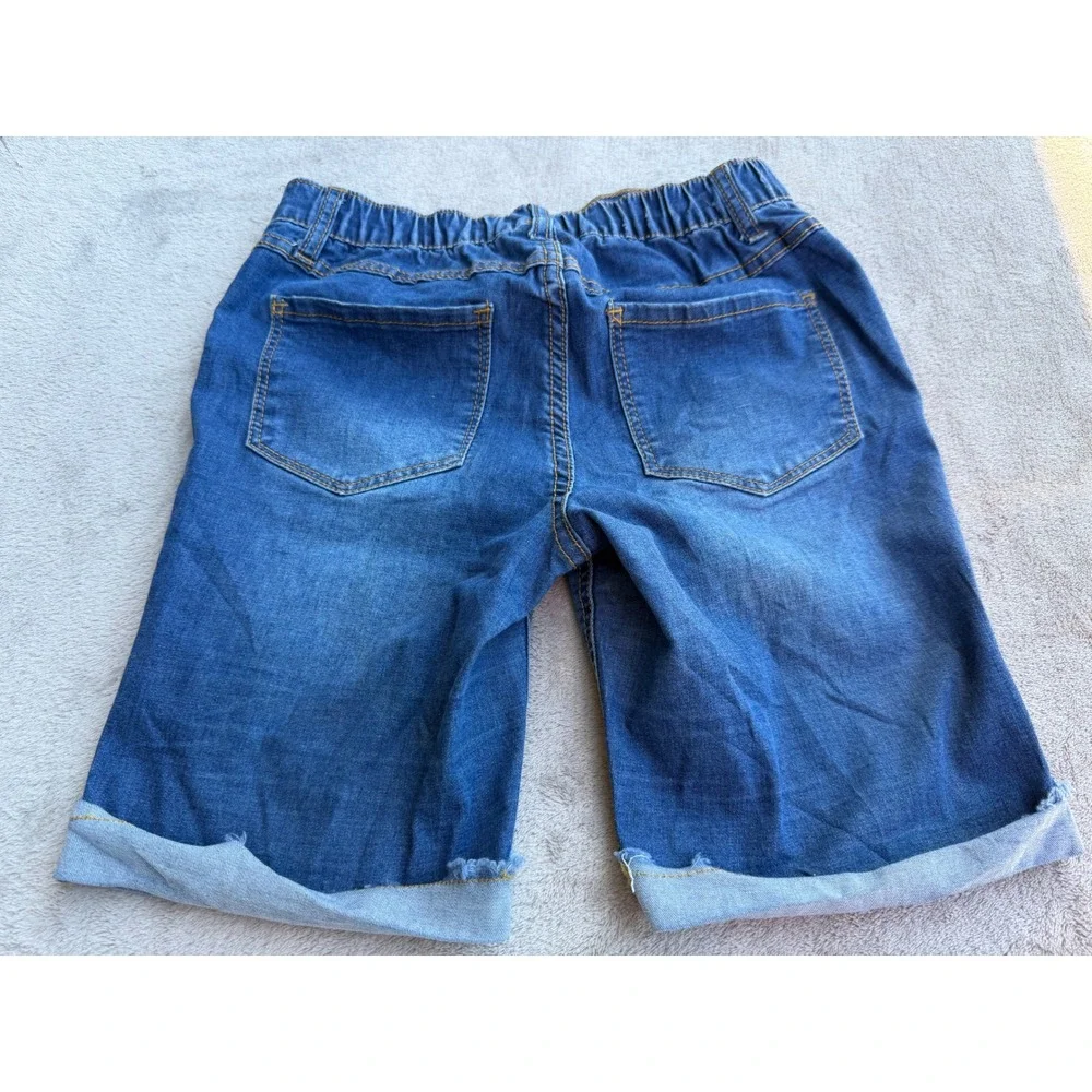 Beautees Denim Bermuda Shorts Girls 14 Blue Distressed Button Fly